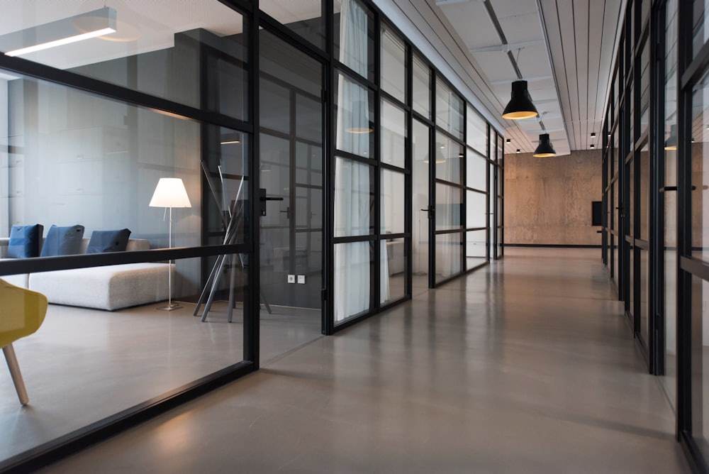 Quiet corridor in a modern office